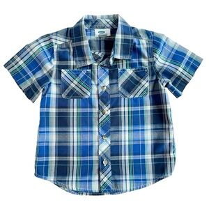 Old Navy Boy Plaid Short Sleeve Button Down Shirt, Size 4T